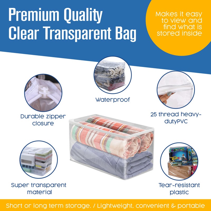 Houseables Clothes Storage Bag  Sweater Bags Moth Proof  Moth Proof Sweater Storage  Clear Zipper Organizer  Vinyl Zippered Plastic Protection  Blanket  Linen  Clothing  Quilt  Bed Sheet  24x13  5 PK - Image 3